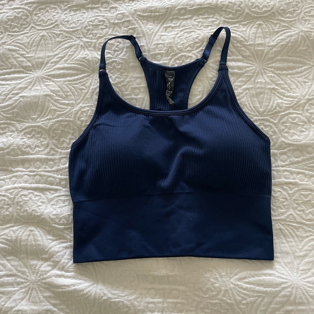Balance Athletica (Vitality) Cropped Racer Back Sports Bra - navy